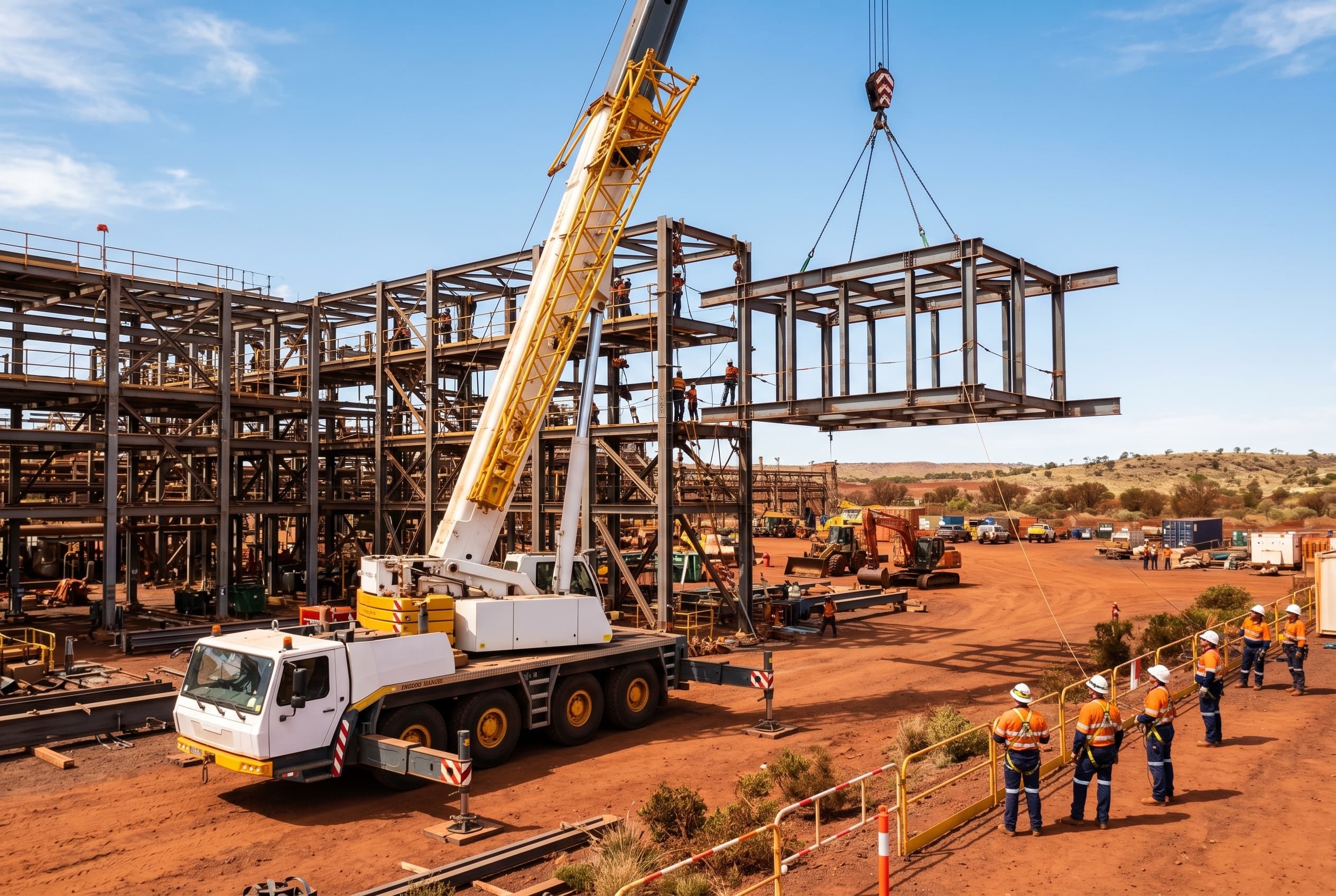 Electrical construction work at a mine site
