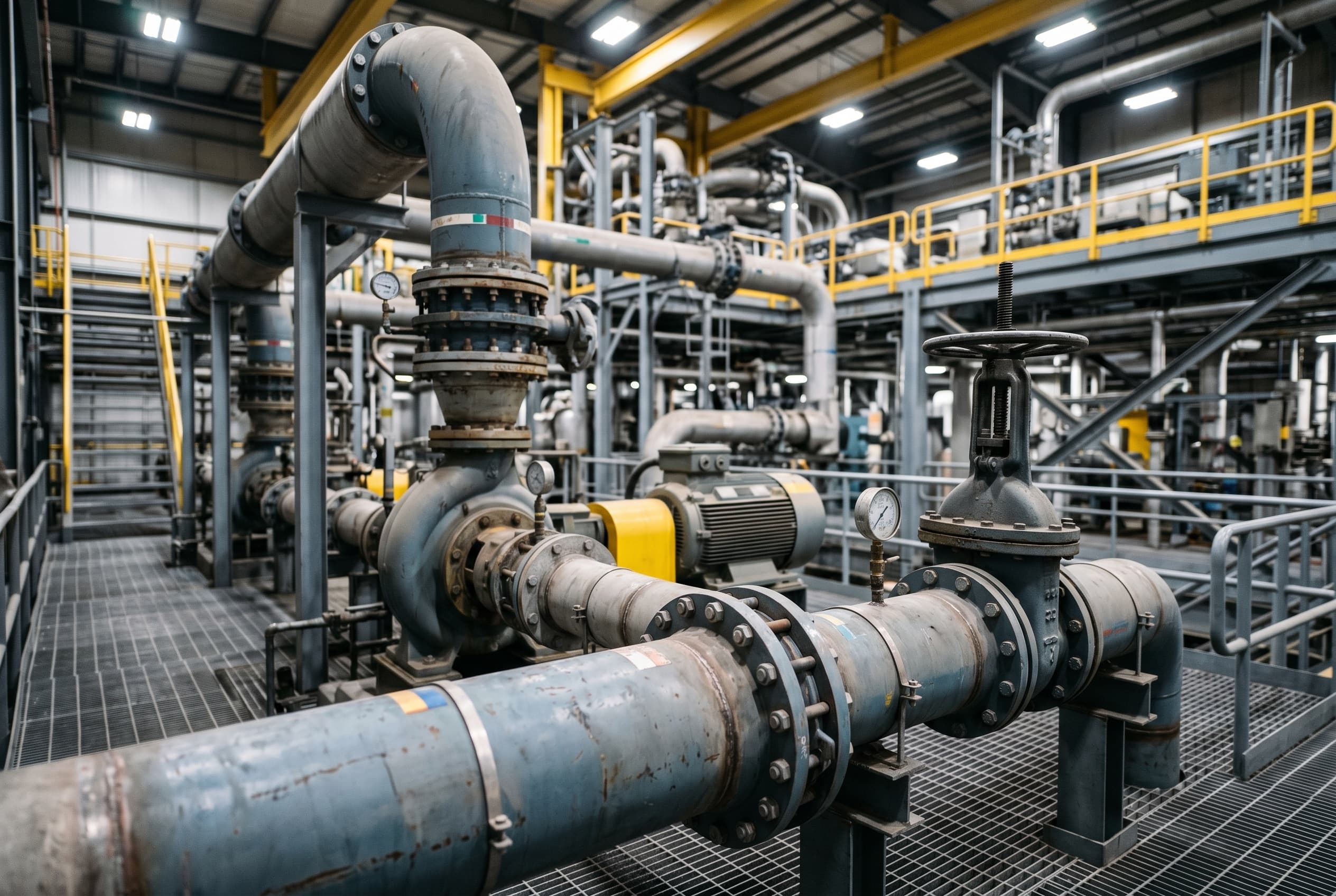 Electrical construction work on an industrial site